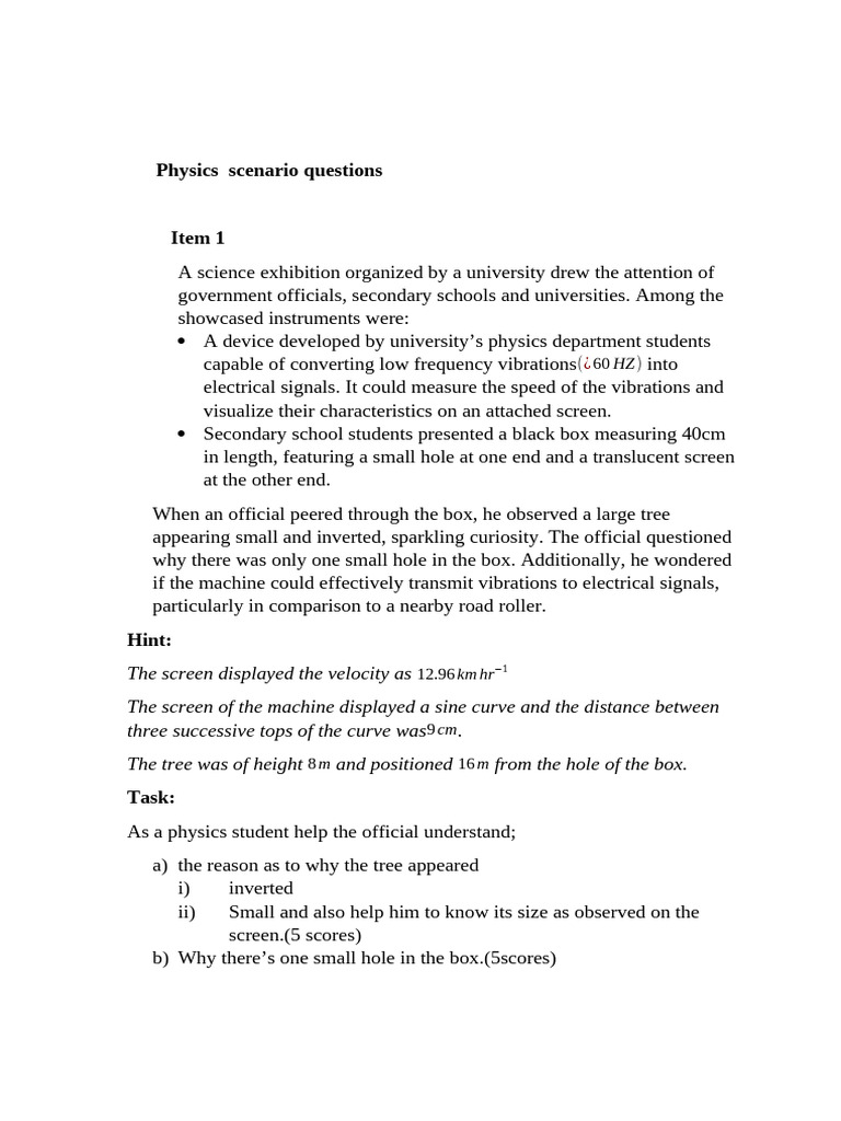 S4 Physics Scenario Questions and Answers | PDF | Concrete | Applied ...