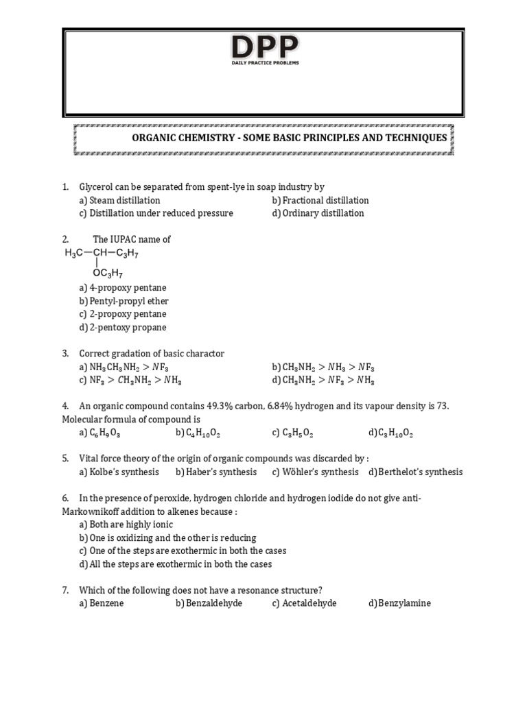 Organic Chemistry - Some Basic Principles and Techniques Q-8 | PDF ...