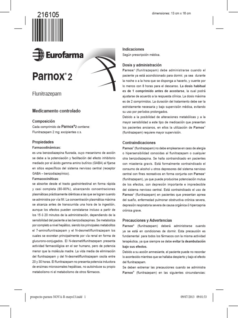 Bula Parnox 2 | PDF | Benzodiazepinas | Medicamentos con receta