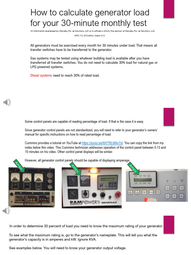 Calculate Generator Load for Testing | PDF | Electric Current | Electricity