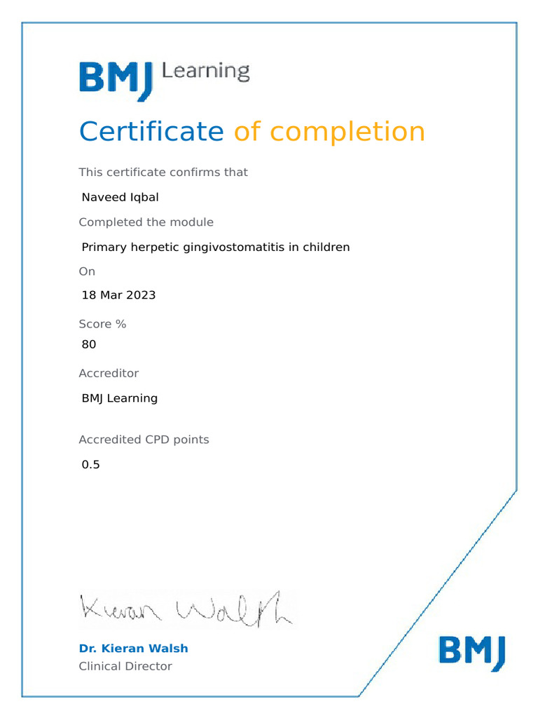 BMJ Learning Certificate 18 Mar 2023 | PDF