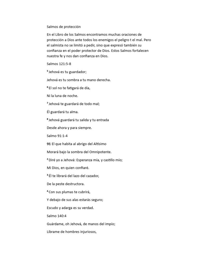 Salmos de Protección y Confianza en Dios | PDF | Salmos | Literatura de ...