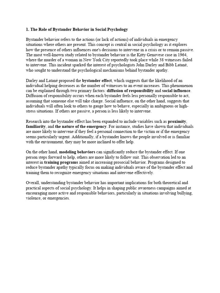The Role of Bystander Behavior in Social Psychology | PDF | Psychology ...