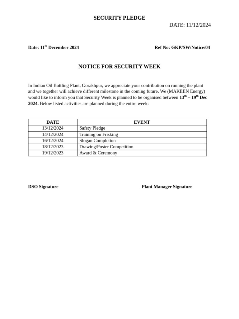 Security Week Notice | PDF