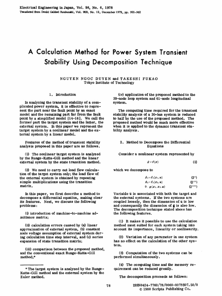A Calculation Method For Power System TR | PDF | Nonlinear System ...