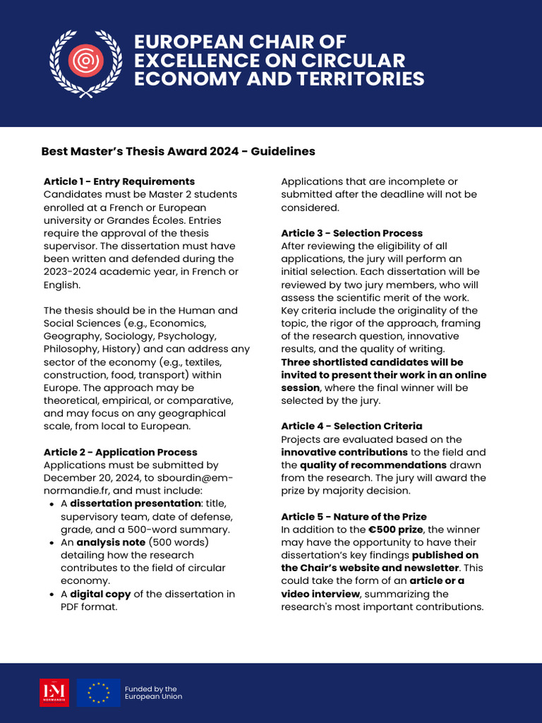 Best Master’s Thesis Award 2024 Guidelines | PDF | Thesis | Liberal ...