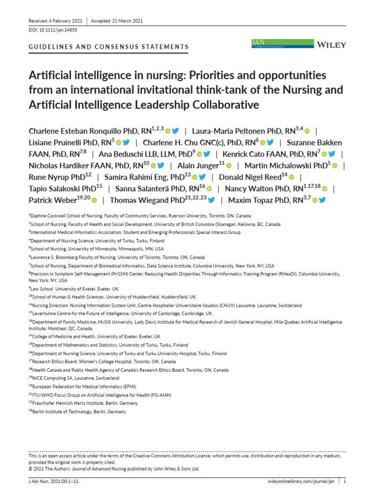 AI in Nursing: Global Insights and Priorities | PDF | Artificial ...
