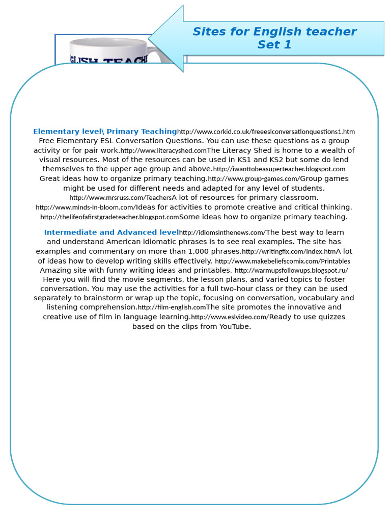 Free ESL Resources for Primary Teachers | PDF