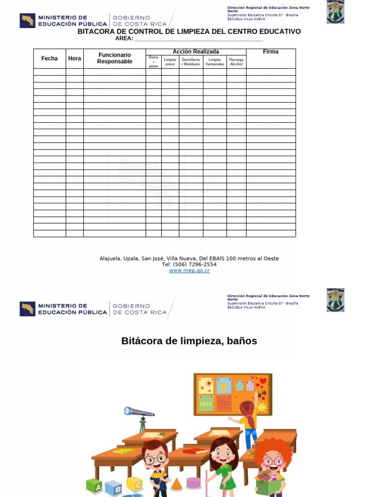 Bitacora Control Limpieza | PDF