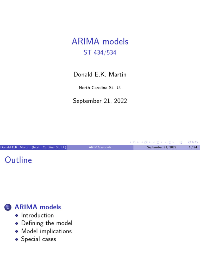 Arima Models | PDF | Autoregressive Integrated Moving Average ...