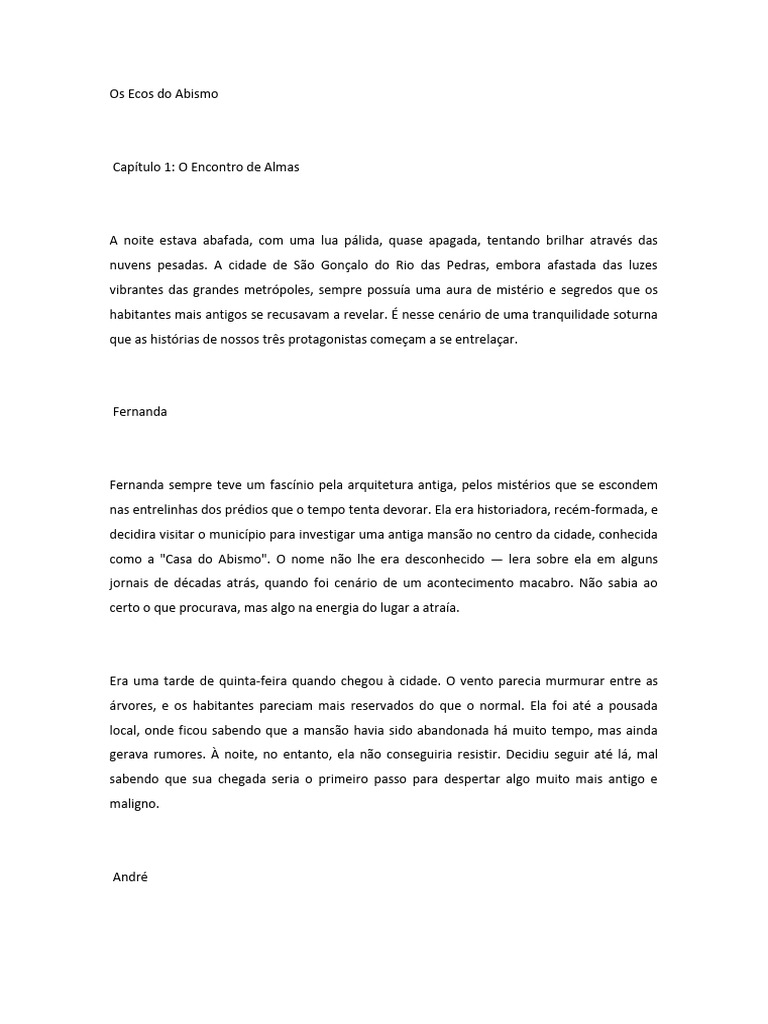 Os Ecos Do Abismo Pdf Tempo Pensamento