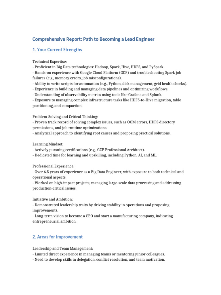 Path to Lead Engineer: Skills & Strategies | PDF | Leadership | Apache ...