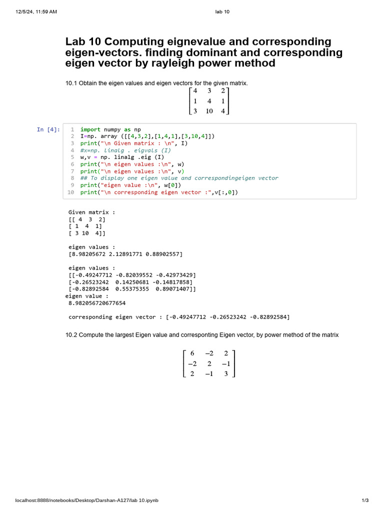 Lab 10 1 1 pdf eigenvalues and eigenvectors matrix theory