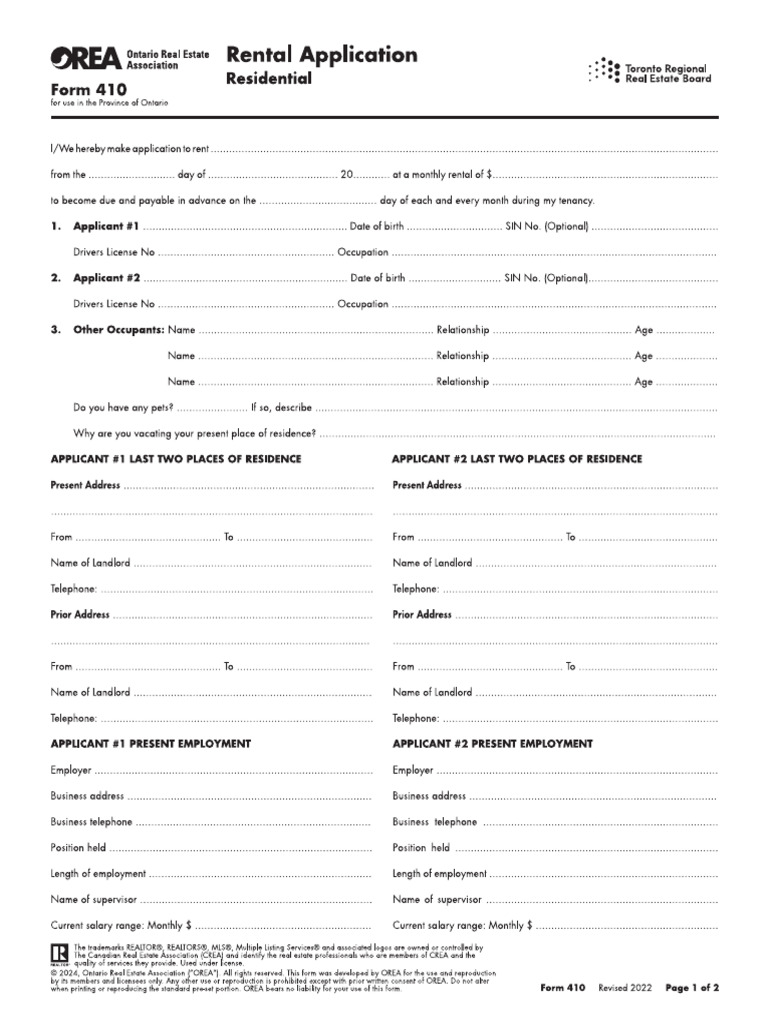 Rental Application Form | PDF