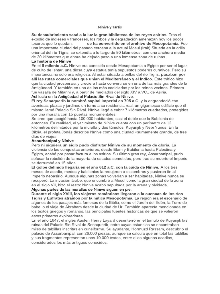Historia de Nínive y Tarsis | PDF | Fenicia | Cerca del este