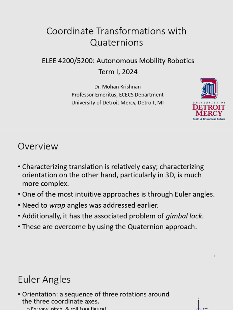 Quaternion-Based Coordinate Transformations | PDF | Rotation ...