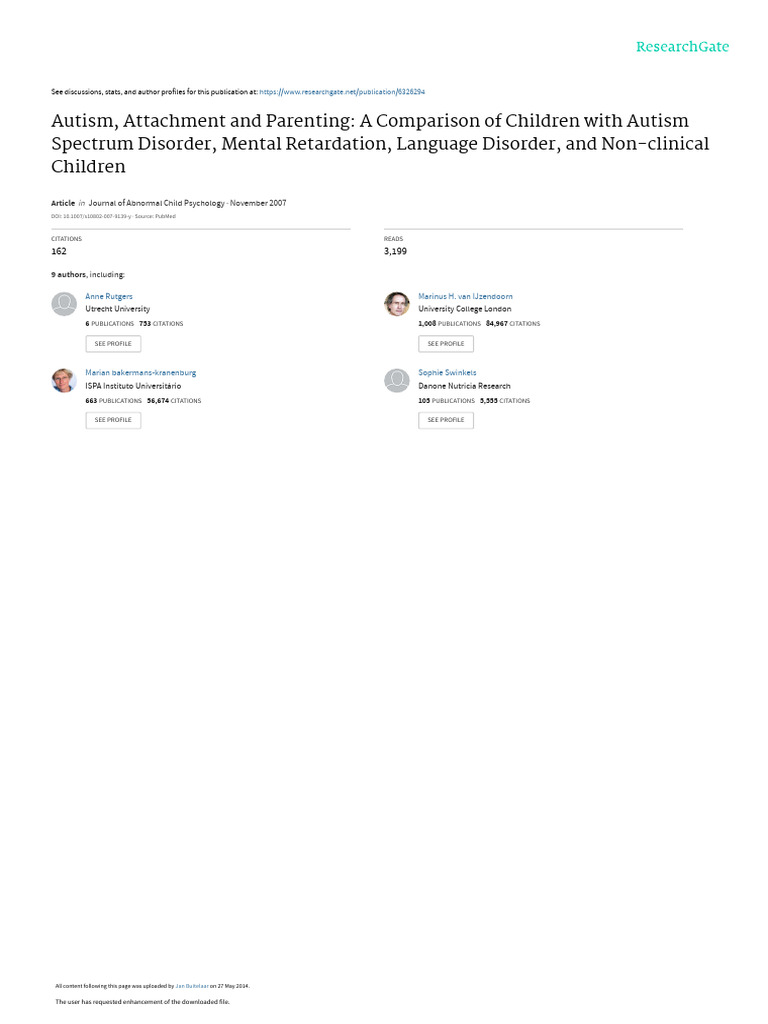 Autism Attachment and Parenting A Comparison of CH | PDF | Autism ...