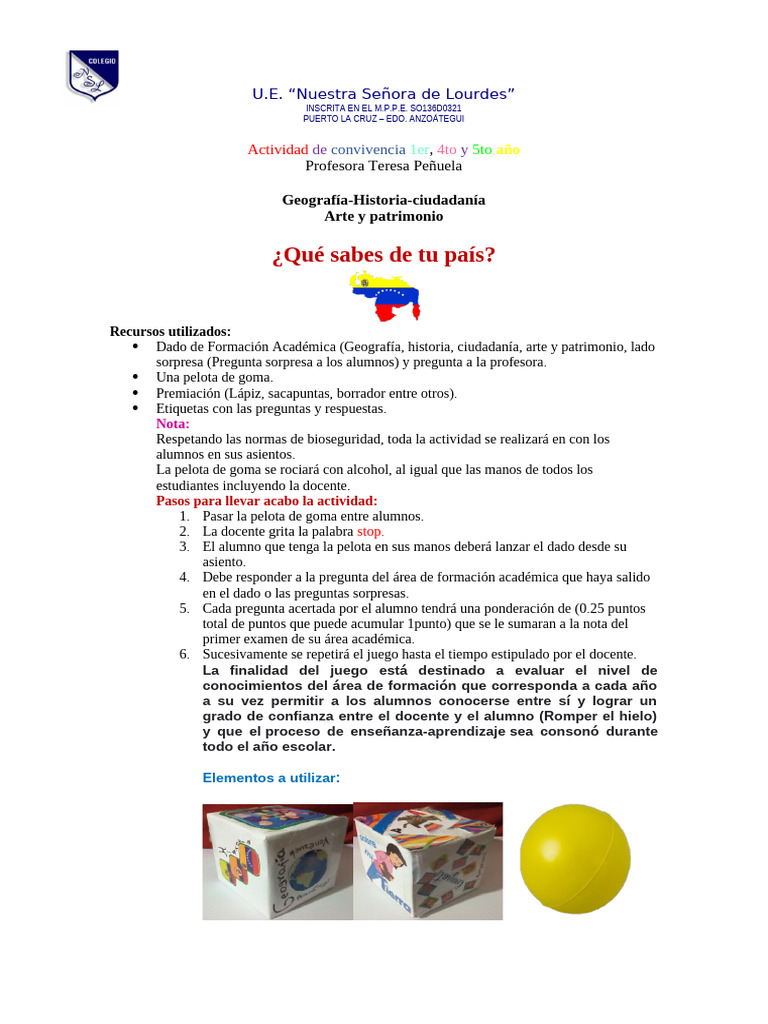 Actividad De Convivencia Escolar Pdf