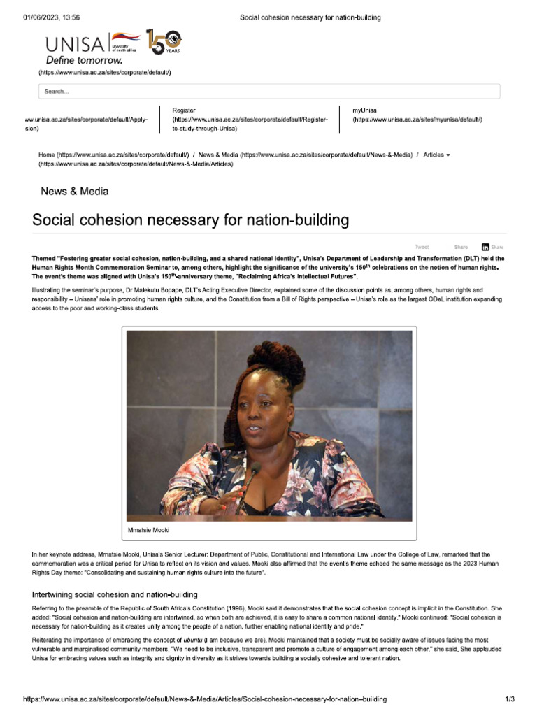 Unisa Cohesion Report | PDF