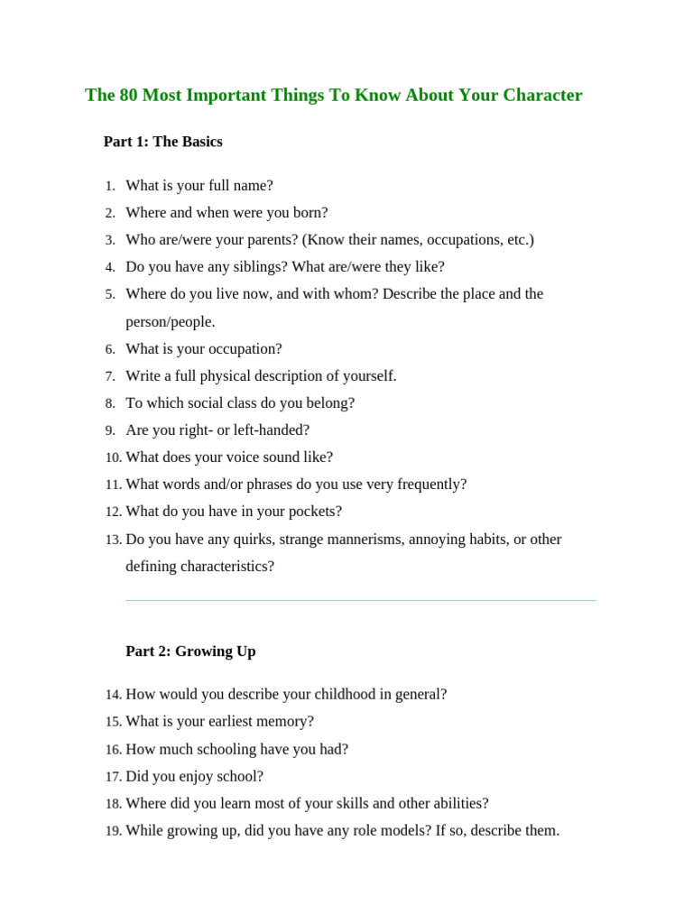 80 Character questions | PDF | Psychology | Social Psychology
