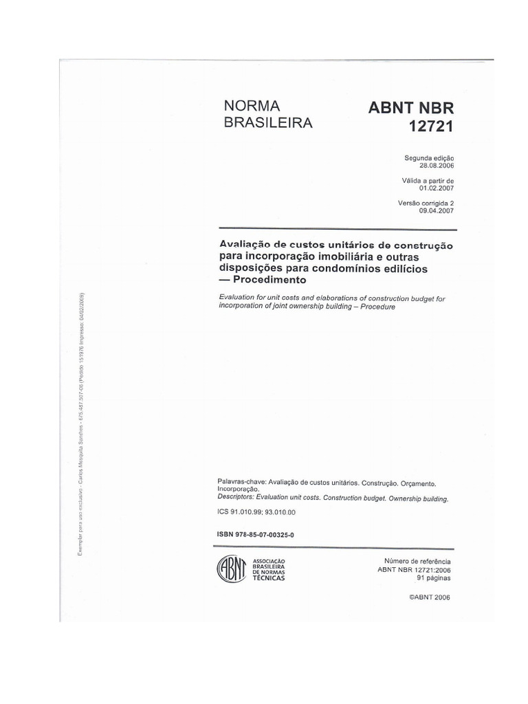 NBR 12721-2006 | PDF