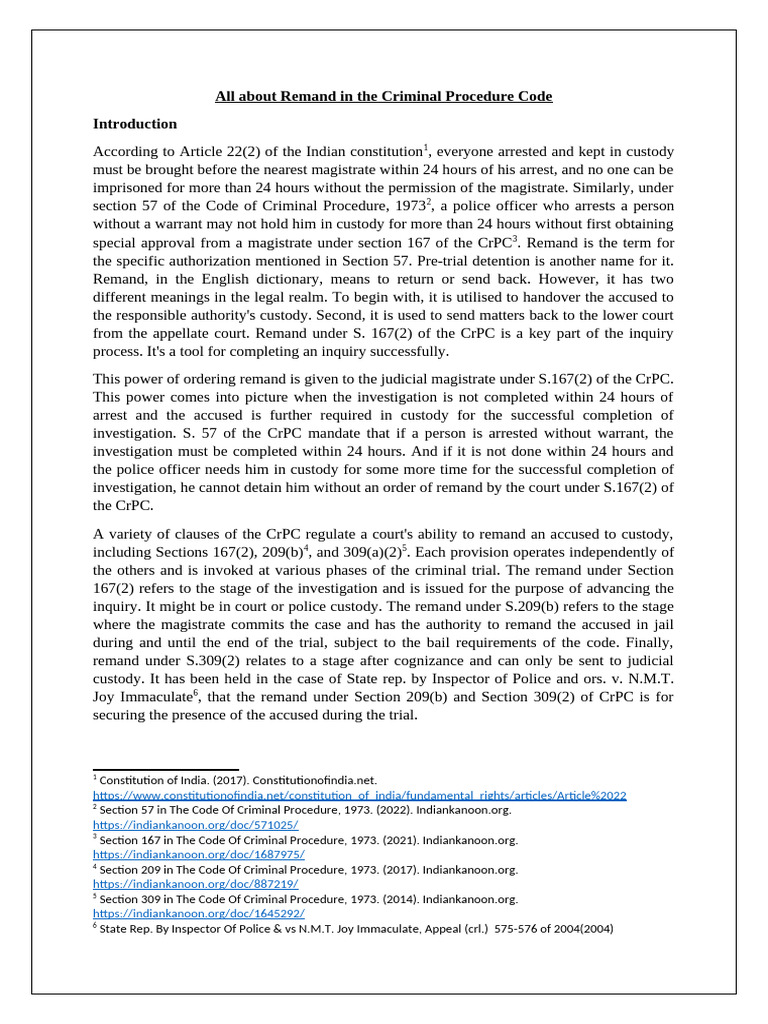 Understanding Criminal Remand Procedures | PDF | Arrest | Arrest Warrant