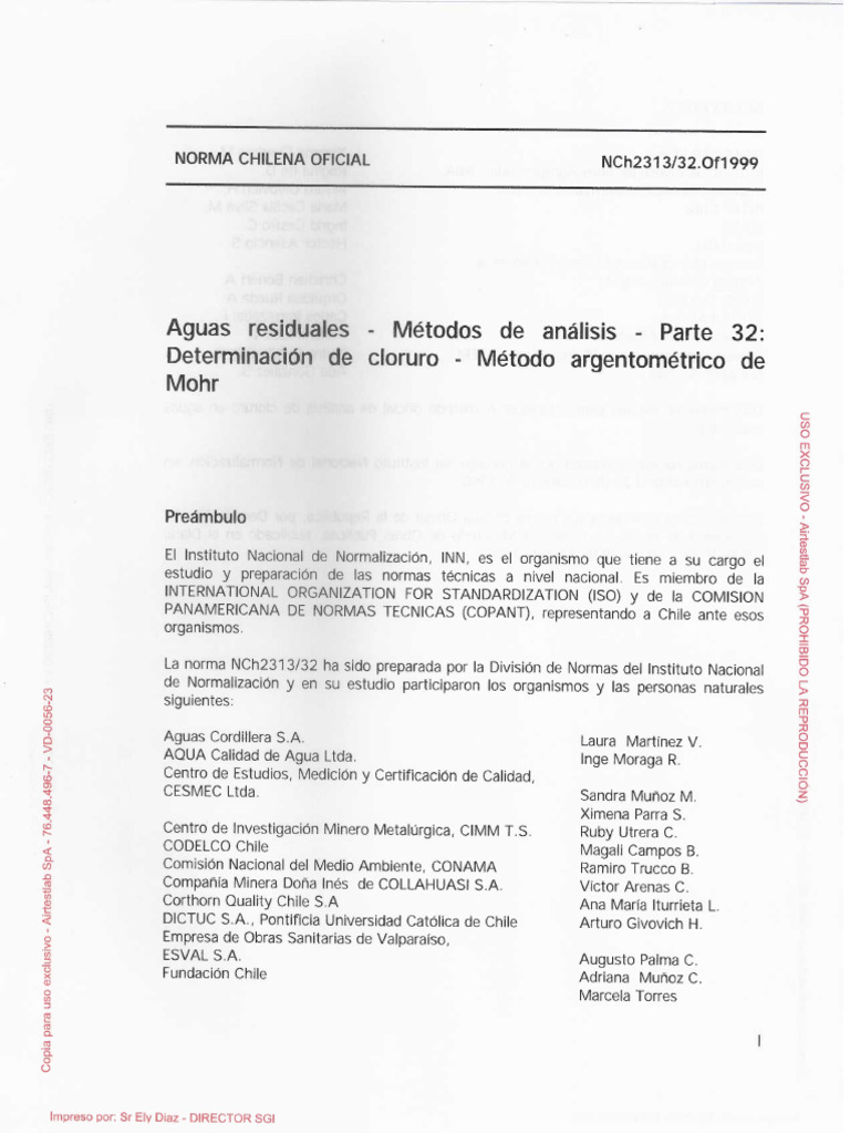 NCH 2313-32 - of 1999 Cloruro | PDF