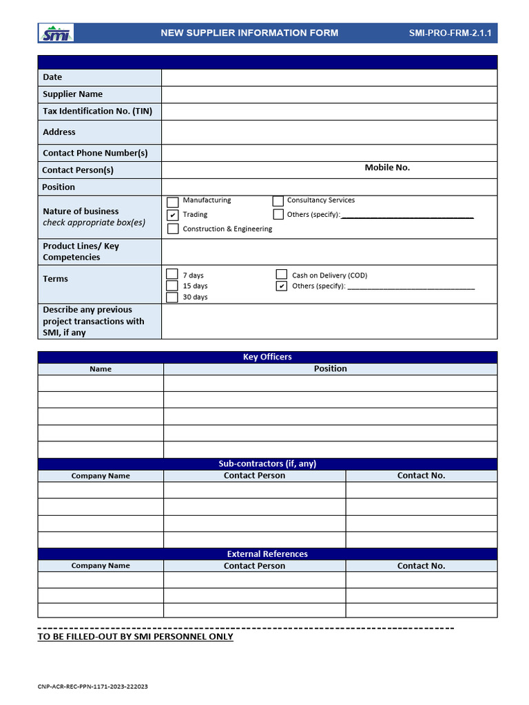 New Supplier Information Form | PDF | Payments | Money