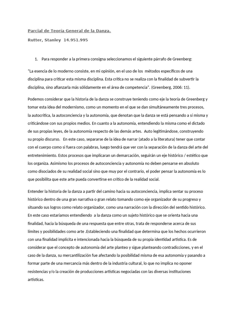 Parcial de Teoria General de La Danza | PDF | René Descartes | Belleza