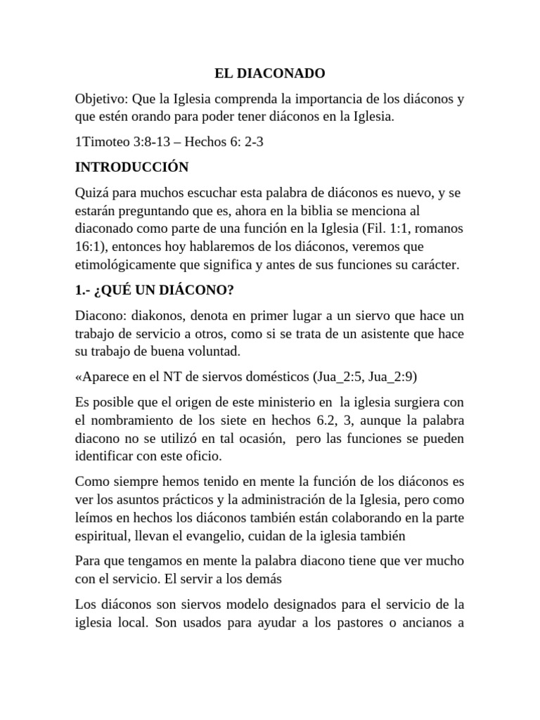 Importancia y Rol del Diaconado | PDF | Diácono | Iglesia cristiana