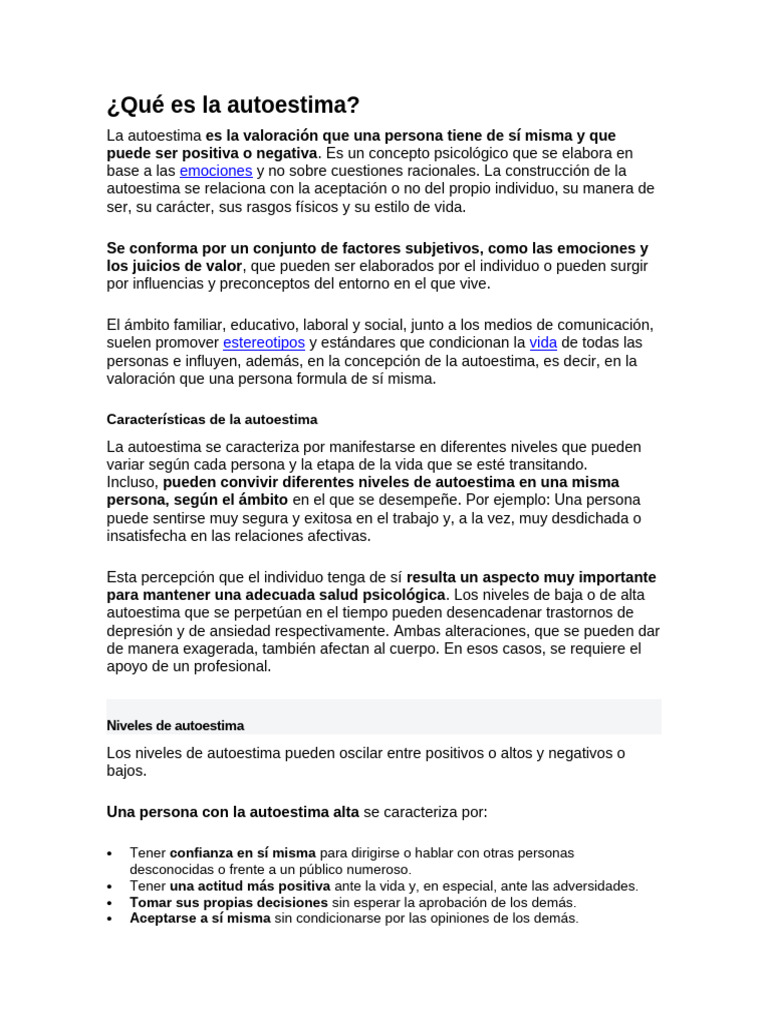 Entendiendo la Autoestima y su Impacto | PDF | Autoestima | Sicología