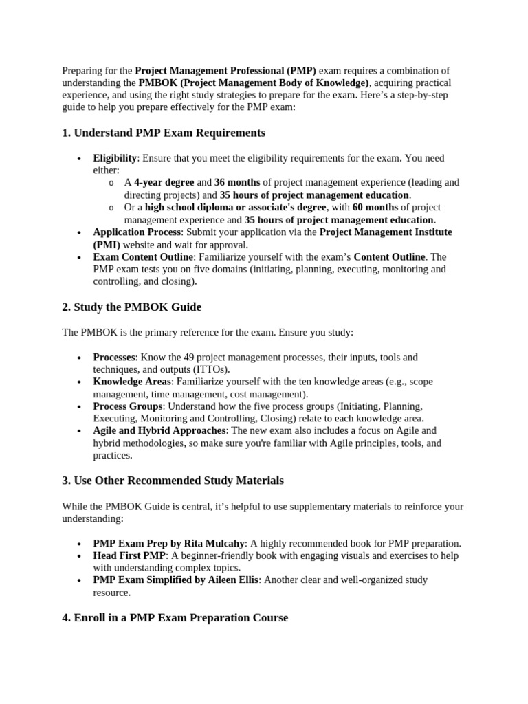 PMP Exam Preparation Guide | PDF | Project Management Professional ...