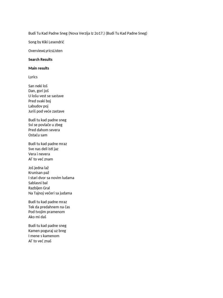 Budi Tu Kad Padne Sneg | PDF