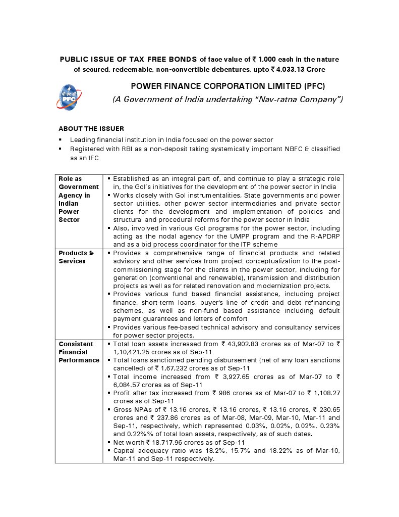 PFC Tax-Free Bonds Issuance Details | PDF | Bonds (Finance) | Interest