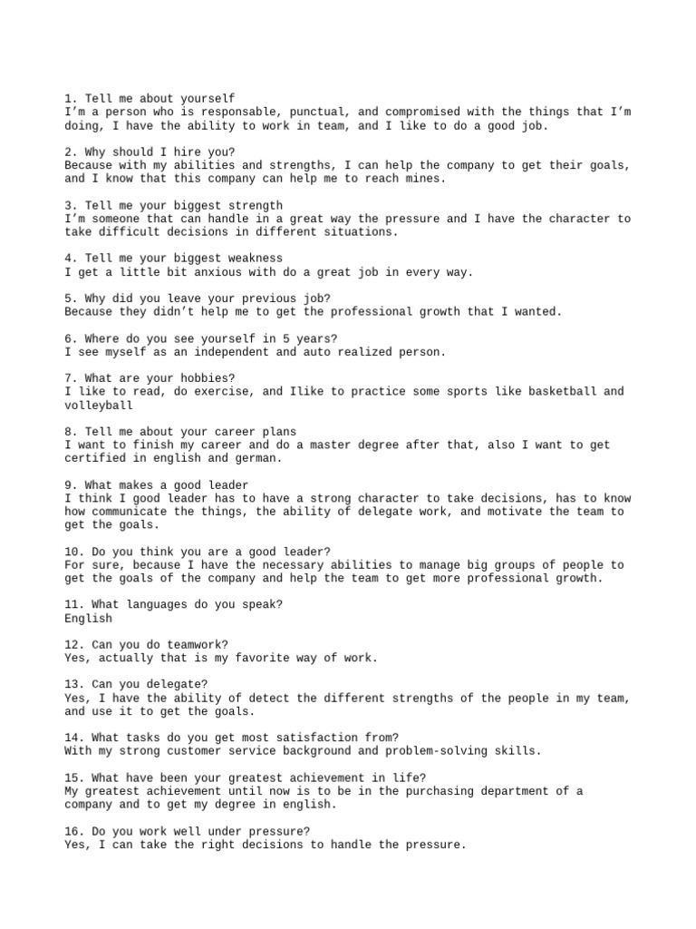 Job Interview Preparation Insights | PDF | Psychological Concepts ...