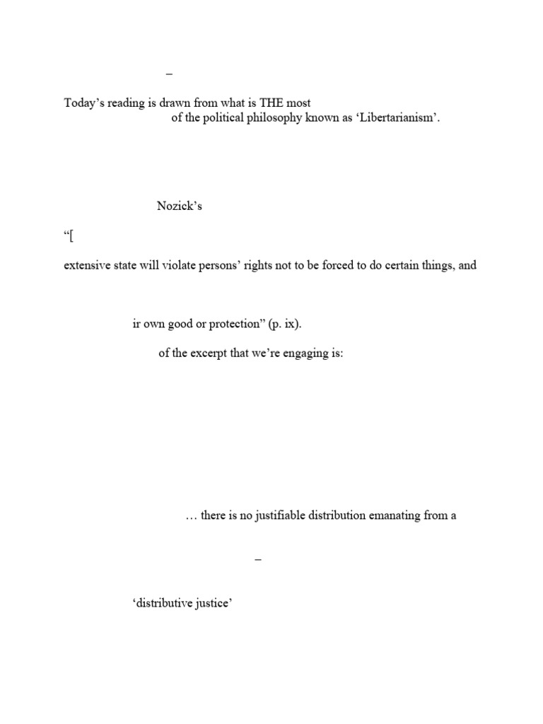 Nozick's Entitlement Theory of Distributive Justice (Fall 2024) | PDF ...