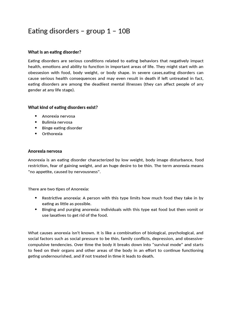 Eating Disorders 1 | PDF | Eating Disorder | Anorexia Nervosa