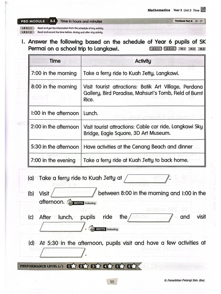 Unit 5 Time Primary 3 | PDF