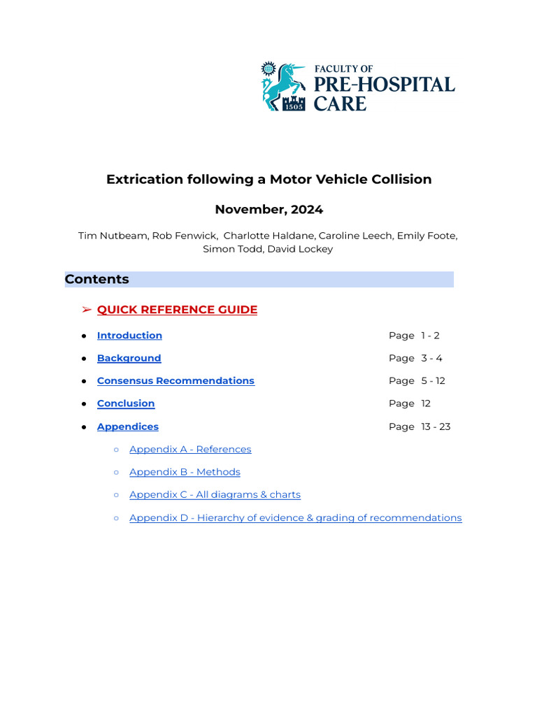 Self-Extrication in Vehicle Collisions | PDF | Traffic Collision ...