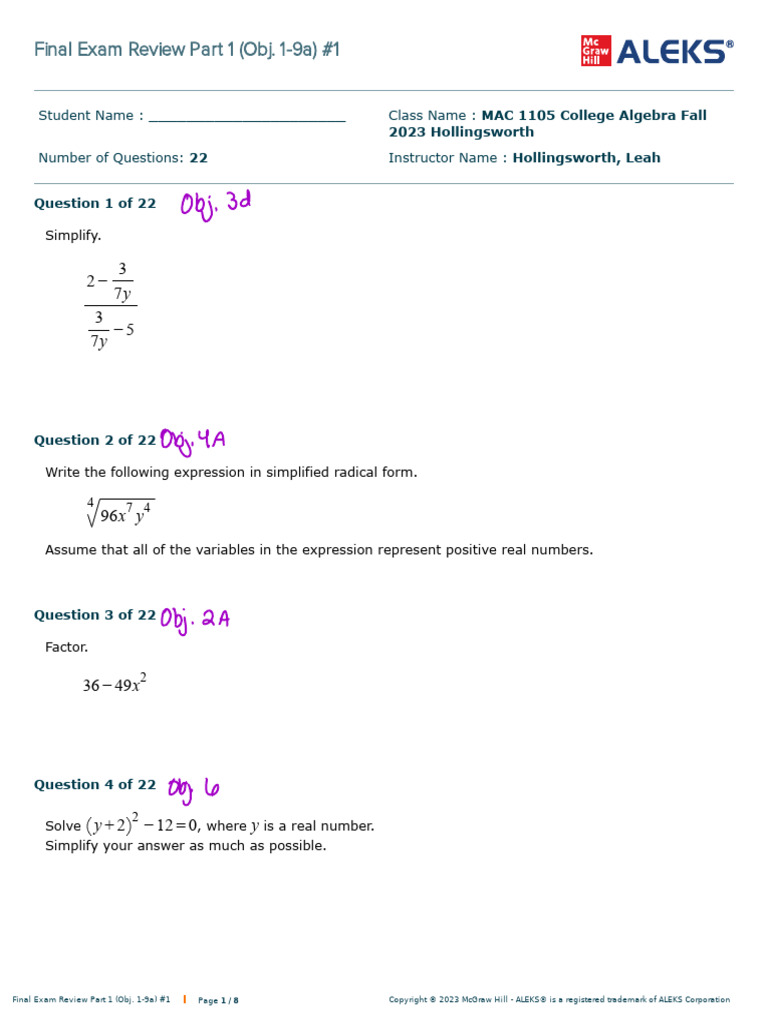 Final Exam Review Part 1 | PDF | Mathematical Objects | Abstract Algebra