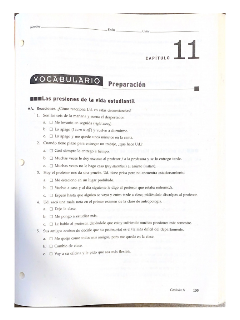 Puntos de Partida, Cuaderno, Unidad 11 PDF