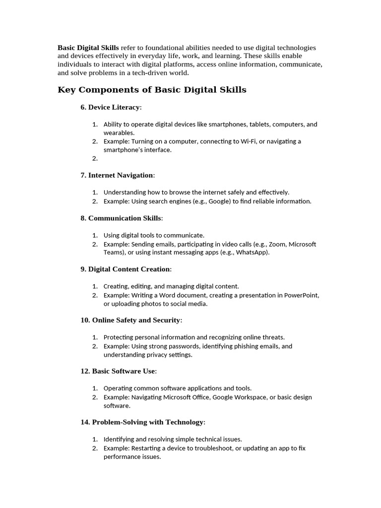 Basic Digital Skills Refer To Foundational Abiliti | PDF | Social Media ...