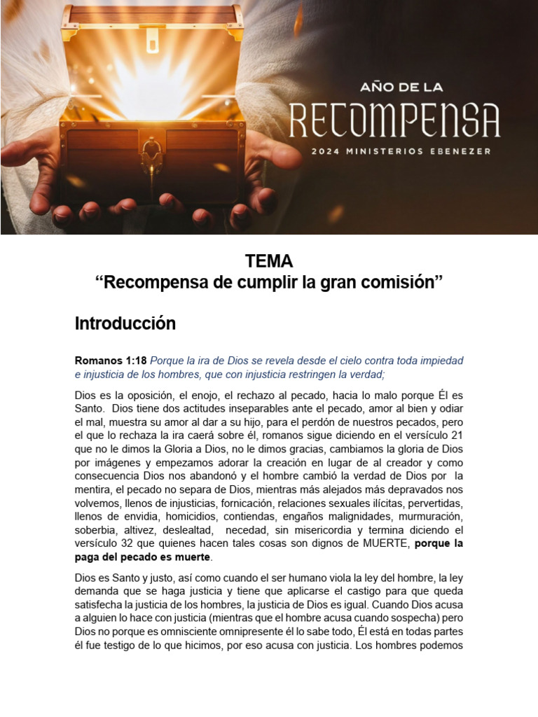 Recompensa de Cumplir La Gran Comisión | PDF | Gran comisión | Pecado