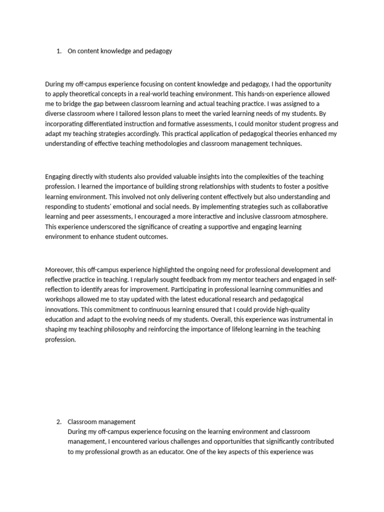 On content knowledge and pedagogy | PDF | Educational Assessment | Learning