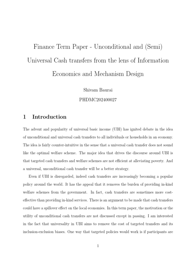 Finance Term Paper Information Economics | PDF | Adverse Selection ...