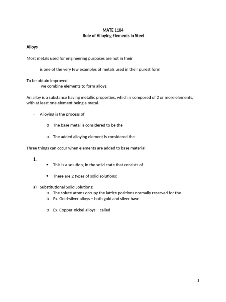 Role of Alloying Elements in Steel | PDF | Steel | Alloy