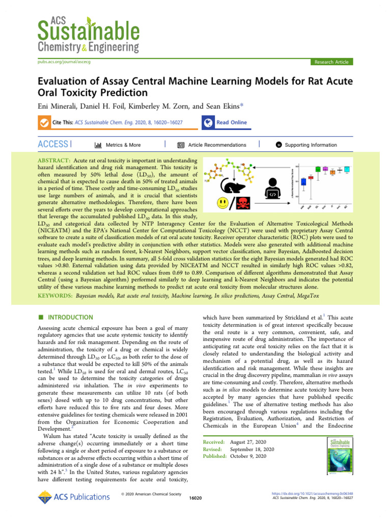 Machine Learning for Rat Toxicity Prediction | PDF | Receiver Operating ...