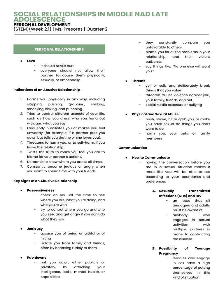 Recognizing Abusive Relationships | PDF | Adolescence | Domestic Violence