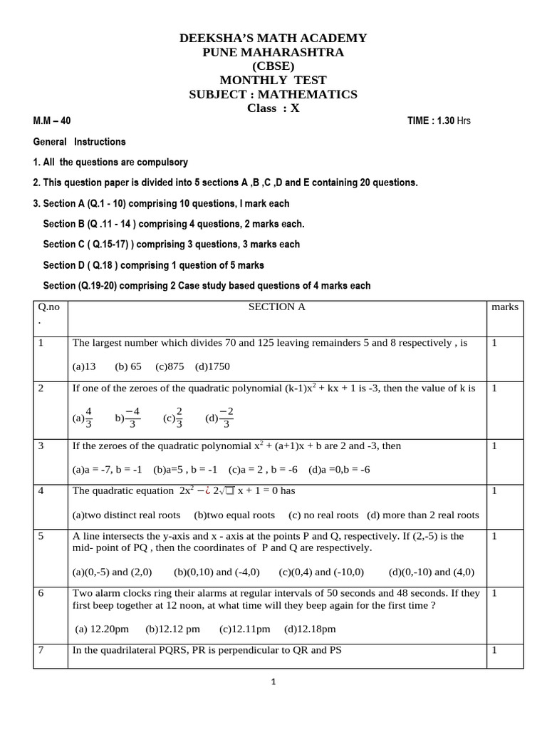 X Maths | PDF | Numbers | Mathematical Concepts
