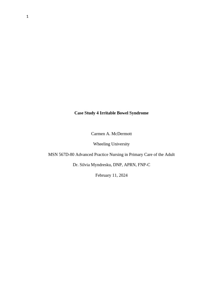 Case Study 4 Abdominal | PDF | Irritable Bowel Syndrome | Constipation